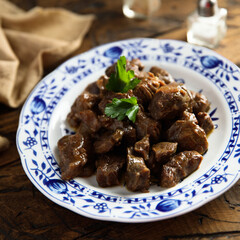 Homemade beef ragout with fresh parsley