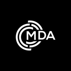 MDA letter logo design on black background.MDA creative initials letter logo concept.MDA vector letter design.