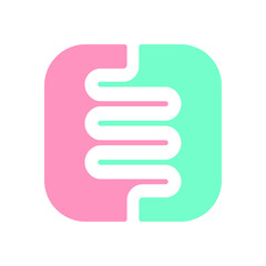 Intestine human icon. Bowel graphic sign isolated on white background. Digestive tract symbol. Vector illustration - obrazy, fototapety, plakaty