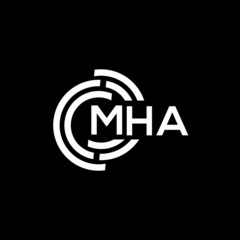 MHA letter logo design on black background.MHA creative initials letter logo concept.MHA vector letter design.