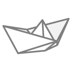 Vector illustration of paper boat icon. Outline simple craft paper boat isolated on white background. Icon symbol of travel and sea.