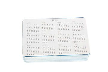 Stack of new pocket calendars to year 2015