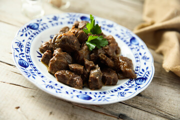 Homemade beef ragout with fresh parsley
