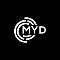 MYD letter logo design on black background.MYD creative initials letter logo concept.MYD vector letter design. - obrazy, fototapety, plakaty
