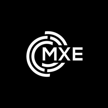 MXE letter logo design on black background.MXE creative initials letter logo concept.MXE vector letter design.