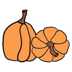 Pumpkin icon vector illustration set. Autumn Halloween or Thanksgiving pumpkin symbol in flat design, simple, outline silhouette isolated on white background