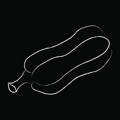 Pumpkin icon vector illustration. Autumn Halloween or Thanksgiving pumpkin symbol in flat design, simple, outline silhouette isolated on black background