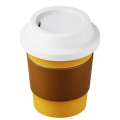 Paper cup with take away coffee high quality 3D render illustration for cafe menu and restaurant delivery apps.