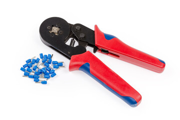 Crimping tool and heap of round crimp wire end terminals
