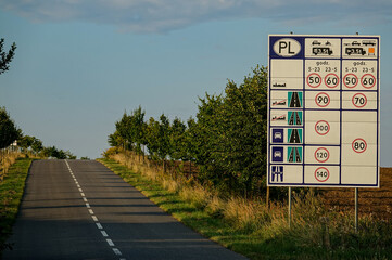 lot , poland and germany border sign,taken in stettin szczecin west poland, europe