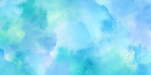 Delicate blue abstract watercolor background. Watercolor texture and creative fluid paint gradients.