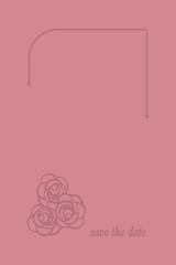 Save the date card with embossed pink roses