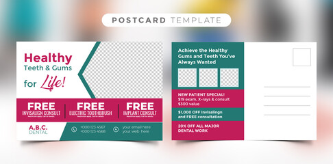 Dental Care Postcard Template Design, Medical EDDM Postcard Design Template