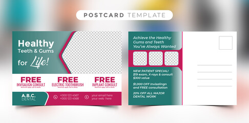 Dental Care Postcard Template Design, Medical EDDM Postcard Design Template