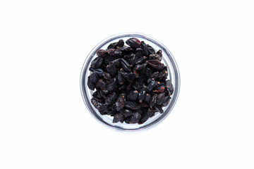 Series, spices on a white background, isolate, in different angles. Red, orange, bright barberry in a bowl