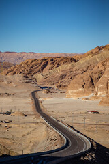Fototapeta na wymiar Beautiful desert road in Sinai desert, Egypt