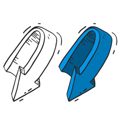 The drawn contour arrow with a live volume is blue and without color.