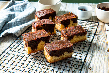 Home baking. Chocolate marble cake