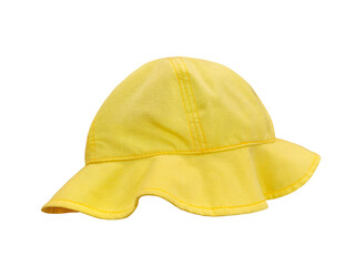 yellow bucket hat isolated on white