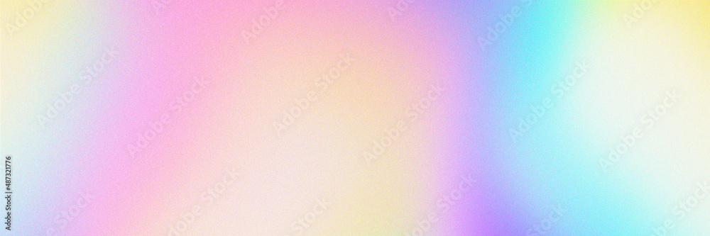 Wall mural abstract pastel holographic blurred grainy gradient banner background texture. colorful digital grai