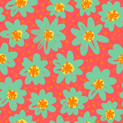 Creative universal artistic background in doodle style. Pattern of flowers and leaves. Hand drawn textures. Trendy graphic design for banner, poster, card, cover, invitation, placard, brochure.