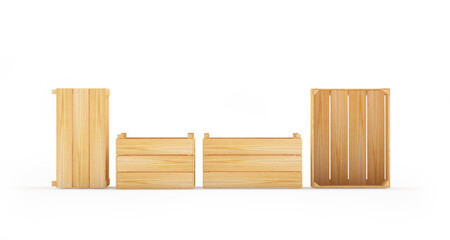 Wooden pallet in different angles. 3D illustration 