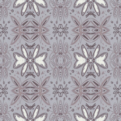 Abstract folk ornament. Seamless ethnic design. Watercolor flower background.