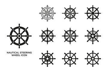 nautical steer icon set vector design template simple and clean