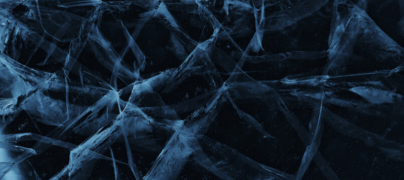 ice texture cracks baikal, abstract background winter ice transparent blue