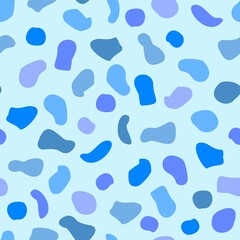 Seamless pattern with coloured stains on blue background. Vector design.