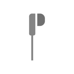 Earphone grey flat vector icon