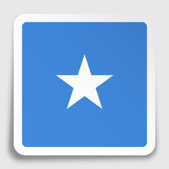 Somalia flag icon on paper square sticker with shadow. Button for mobile application or web. Vector