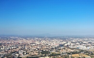 vue aérienne de Montpellier, Lattes et Mauguio dans le sud de la France en Occitanie
