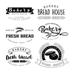 A collection of logos for a bakery. Vintage bakery signs.