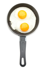 Fried eggs on griddle