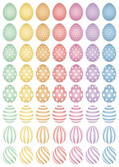 56 Bunte Ostereier Retrofarben Mit Weißen Mustern