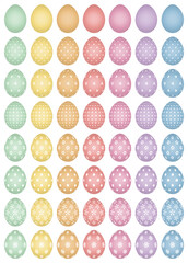 Set 56 Bunte Ostereier Mit Weißen Mustern Blumen Und Punkte Retrofarben