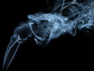 Twisted plumes of smoke, smoke movement on a black background. Abstract smoke lines