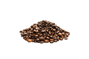 Coffee beans on a white background. Top view.