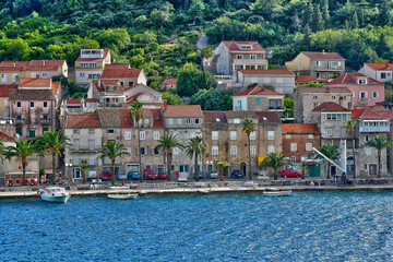 Fototapeta na wymiar Korcula, Croatia- september 3 2021 : picturesque city in summer