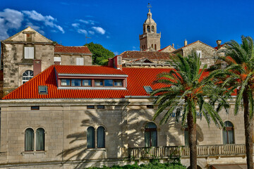 Korcula, Croatia- september 3 2021 : picturesque city in summer