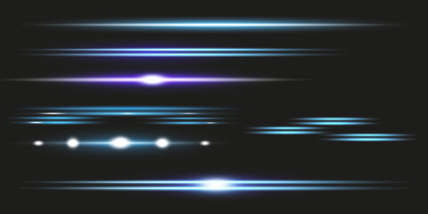 Glowing isolated white transparent set of light effects, glare, explosion, sparkle, line, sun flare. Beautiful optical effect of sunlight reflections.