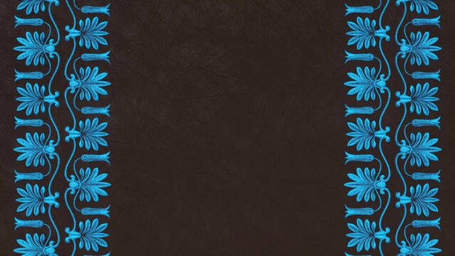 Decorative vintage antique floral baroque ornament, renaissance retro victorian elegant frame, royal damask background with border, lace blue holiday paper template, greeting card with copy space