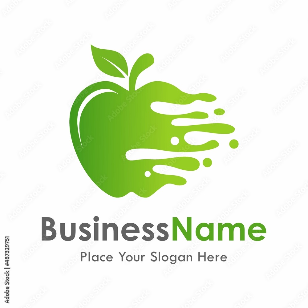 Wall mural Apple fresh juice vector logo design. Suitable for business, web, food and drink, health