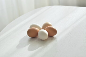 five eggs on the table