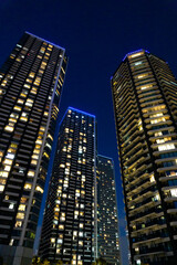 Fototapeta na wymiar Night view of high-rise condominiums in Tokyo, Japan_11