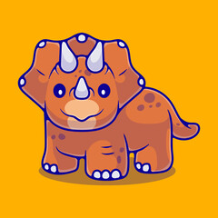 cute triceratops dinosaur illustration suitable for mascot sticker and t-shirt design © Cikiz