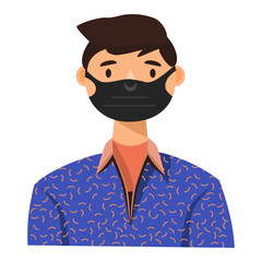 Vector Illustration of Men wear black masks to protect against corona viruses