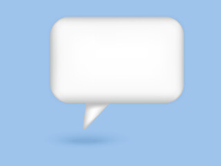 Fototapeta premium 3D blank bubble chat.3d White Speech bubble Icon.Speech clouds chat bubble icon. Vector isolated on blue background.Message box communication.