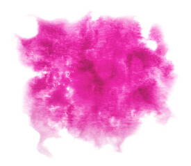 Hand painted watercolor liquid stain isolated on white. Pink.